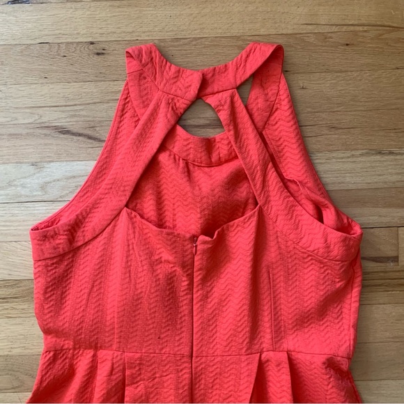 Coral Fit & Flare Halter Cocktail Dress-Size 18 - Picture 2 of 8